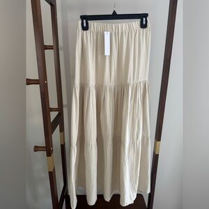 Anthropologie DREW Cream/Beige Tiered Maxi Skirt